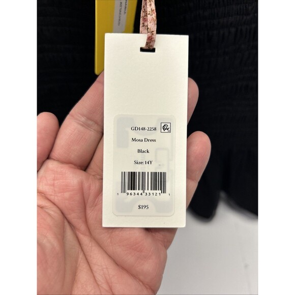 LoveShackFancy Mosa Black Elastic Dress Mini Fit & Flare Girls SZ 14 NEW - Picture 4 of 7